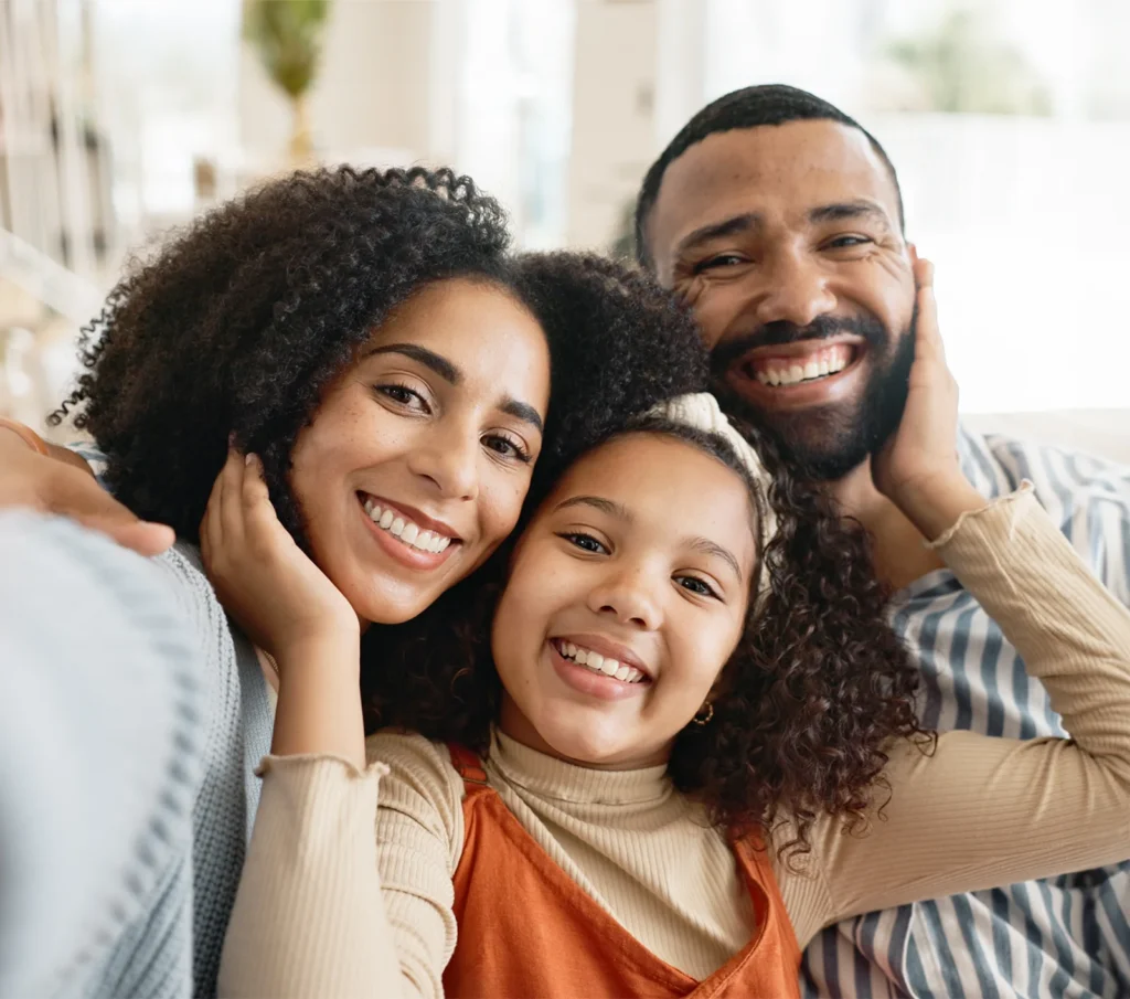 loving happy family with foster daughter